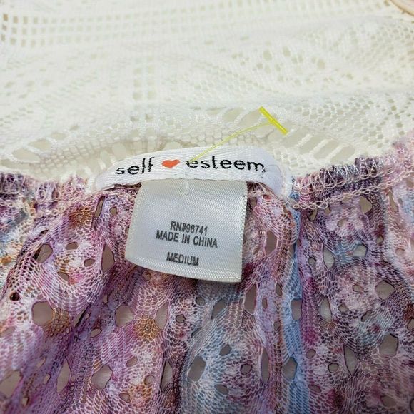 SELF ESTEEM VTG Floral Open Front Vest Boho Sz M - Picture 4 of 6
